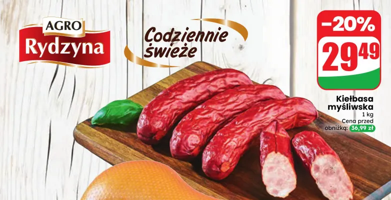 Kiełbasa myśliwska Agro Rydzyna promocja w Dino
