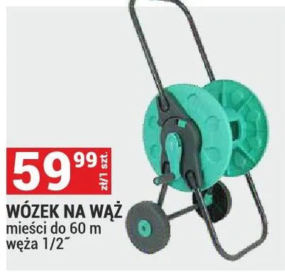 Wózek na wąż mieści do 60m węża 1/2" promocja w Merkury Market