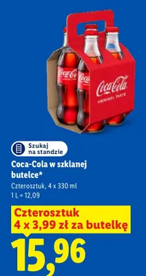 Napój gazowany Coca-Cola w szklanej butelce 4-pak promocja w Lidl