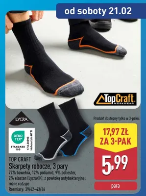 Skarpety robocze, 3 pary promocja w Aldi