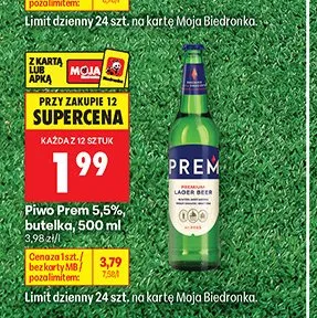 Piwo Prem Premium Lager Beer 5,5% promocja w Biedronka