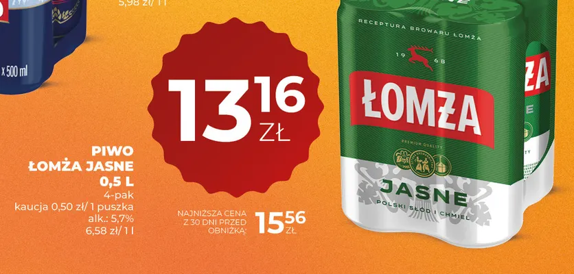 Piwo Łomża 4-pak promocja w Duży Ben