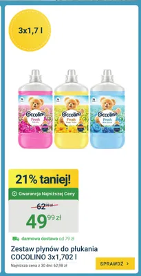 Zestaw płynów do płukania Coccolino 3-pak 1,702 l promocja w ERLI