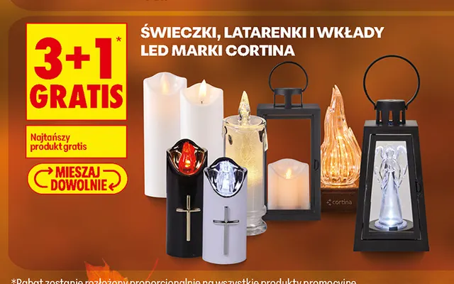 Świeczki, latarenki i wkłady LED Cortina promocja w Biedronka