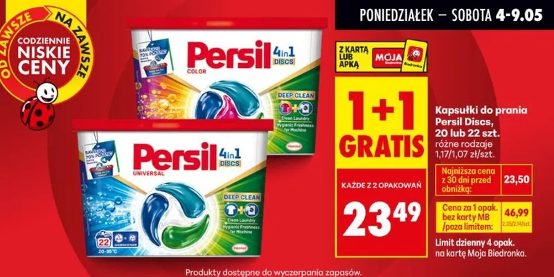 Kapsułki do prania Persil Discs 4in1 Color promocja w Biedronka