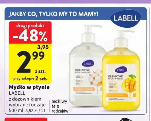 Mydło w płynie z dozownikiem Labell promocja w Intermarche