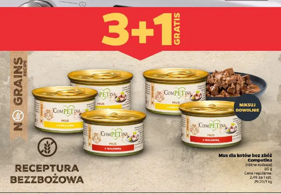 Mus dla kotów bez zbóż Competina z kurczakiem promocja w Netto