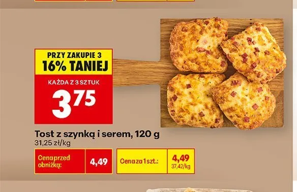 Tost z szynką i serem promocja w Biedronka