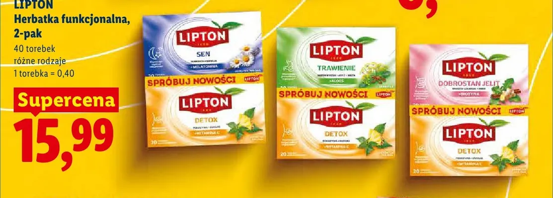Herbatka funkcjonalna Lipton Sen + Detox 2-pak promocja w Lidl