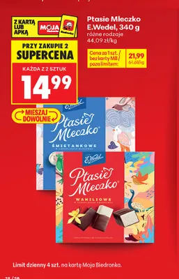 Ptasie Mleczko śmietankowe w czekoladzie mlecznej E.Wedel promocja w Biedronka