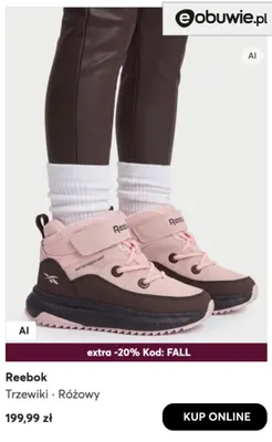 Trzewiki różowy Reebok promocja w eobuwie.pl