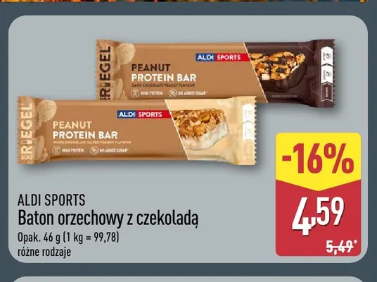 Baton orzechowy z czekoladą Aldi Sports promocja w Aldi