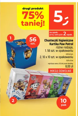 Chusteczki higieniczne Kartika Paw Patrol 10-pak promocja w Dealz