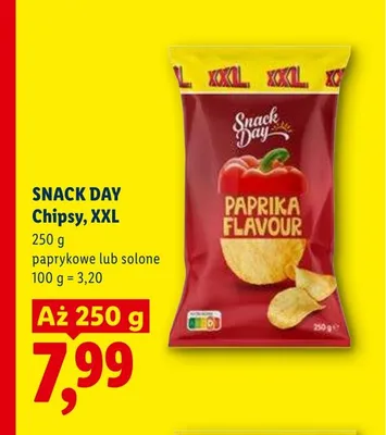 Chipsy paprykowe XXL Snack Day promocja w Lidl