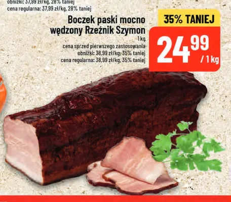 Boczek paski mocno wędzony Rzeźnik Szymon promocja w POLOmarket