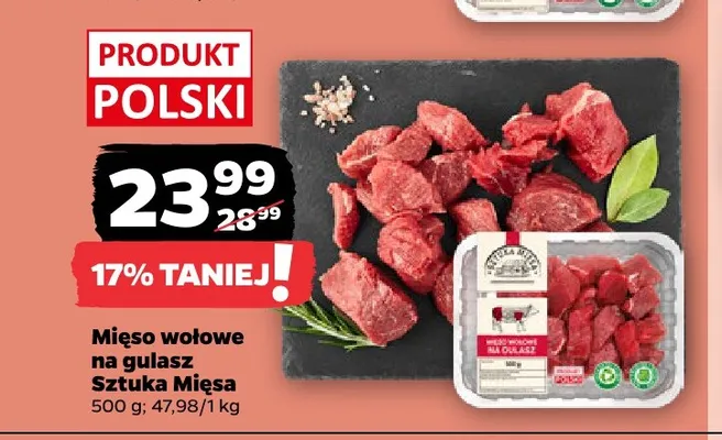 Mięso wołowe na gulasz Sztuka Mięsa promocja w Netto