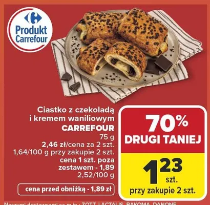 Ciastko z czekoladą i kremem waniliowym Carrefour promocja w Carrefour