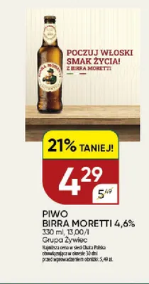 Piwo Birra Moretti 4,6% promocja w Chata Polska