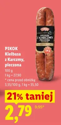 Kiełbasa z Karczmy pieczona Pikok promocja w Lidl