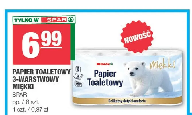 Papier toaletowy 3-warstwowy miękki SPAR promocja w SPAR