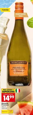 Wino Biscardo Prosecco Frizzante półwytrawne białe włoskie promocja w Biedronka