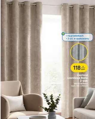 Zasłona szenilowa Bona 2-pak promocja w Castorama