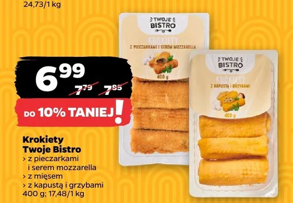 Krokiety z pieczarkami i serem mozzarella z mięsem z kapustą i grzybami promocja w Netto