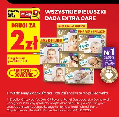 Pieluszki Dada Extra Care 4 Paka promocja w Biedronka