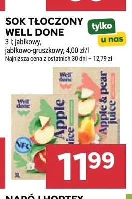 Sok tłoczony Well Done jabłkowy promocja w Stokrotka