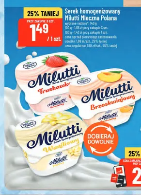 Serek homogenizowany truskawkowy Milutti Mleczna Polana promocja w POLOmarket
