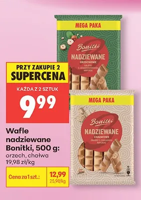 Wafle nadziewane Bonitki chałwa promocja w Biedronka