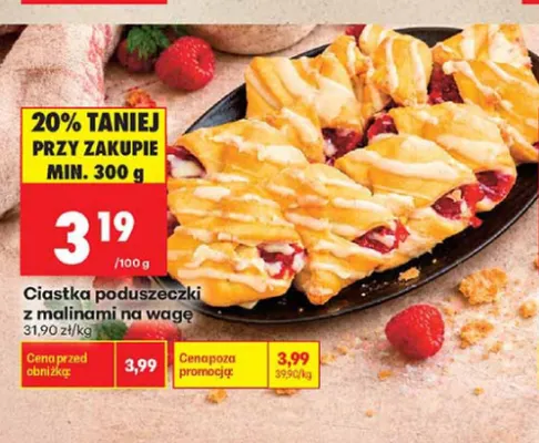 Ciastka poduszeczki z malinami na wagę promocja w Biedronka