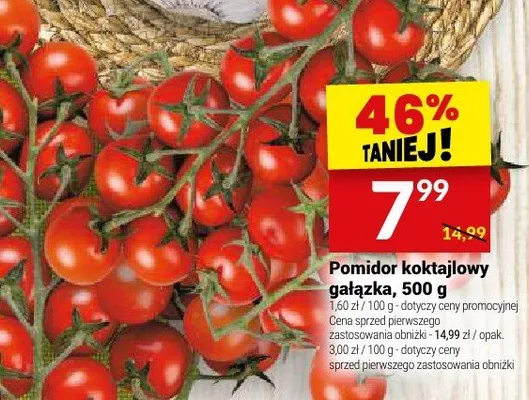 Pomidor koktajlowy gałązka 500g promocja w Twój Market