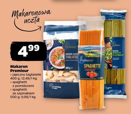 Makaron Premieur spaghetti z pomidorami promocja w Netto