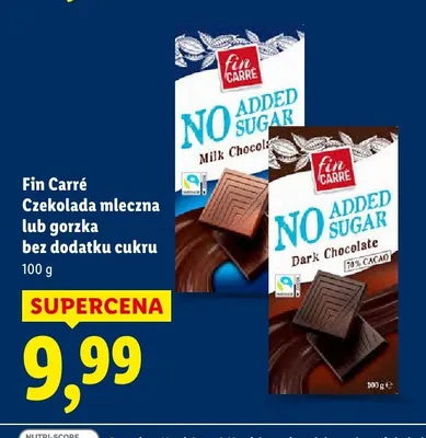 Czekolada gorzka Fin Carré bez dodatku cukru promocja w Lidl