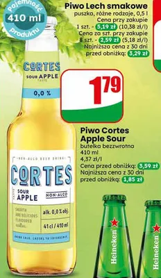 Piwo Cortes Apple Sour butelka bezzwrotna promocja w Dino