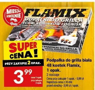 Podpałka do grilla biała 48 kostek Flamix, 1 opak. promocja w Twój Market