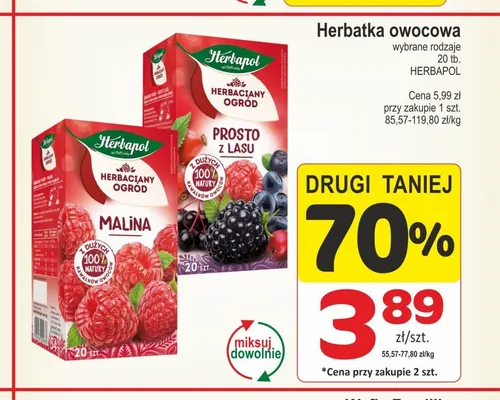 Herbatka owocowa Herbaciany Ogród Malina Herbapol promocja w Marketvita