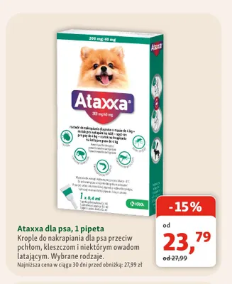 Krople do nakrapiania Ataxxa dla psa 1 pipeta promocja w MAXI ZOO