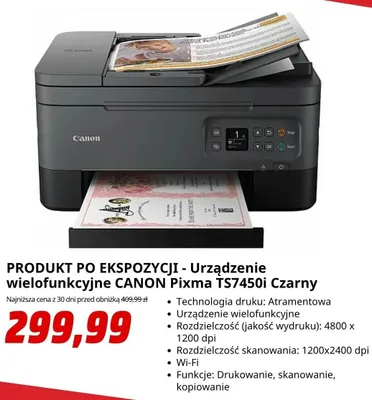 Urządzenie wielofunkcyjne Canon Pixma TS7450i Czarny promocja w Media Markt