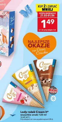Lody rożek Cream it o smaku waniliowym promocja w LEWIATAN
