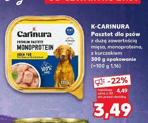 Pasztet dla psów z dużą zawartością mięsa, monoproteiną, z kurczakiem promocja w Kaufland