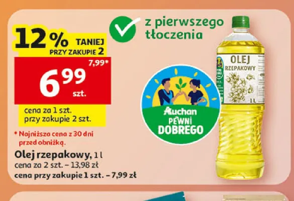 Olej rzepakowy Auchan Pewni Dobrego promocja w Auchan