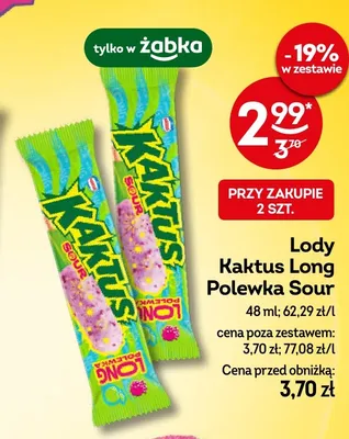 Lody Kaktus Long Polewka Sour promocja w Żabka