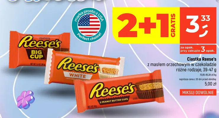 Ciastka Reese's 2 Peanut Butter Cups z masłem orzechowym w czekoladzie promocja w Dealz