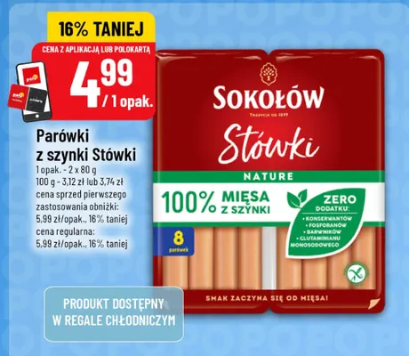 Parówki z szynki Stówki Sokołów promocja w POLOmarket