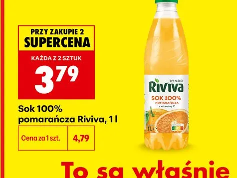 Sok 100% pomarańcza Riviva z witaminą C promocja w Biedronka