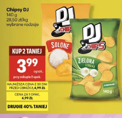 Chipsy DJ zielona cebulka promocja w Delikatesy Centrum