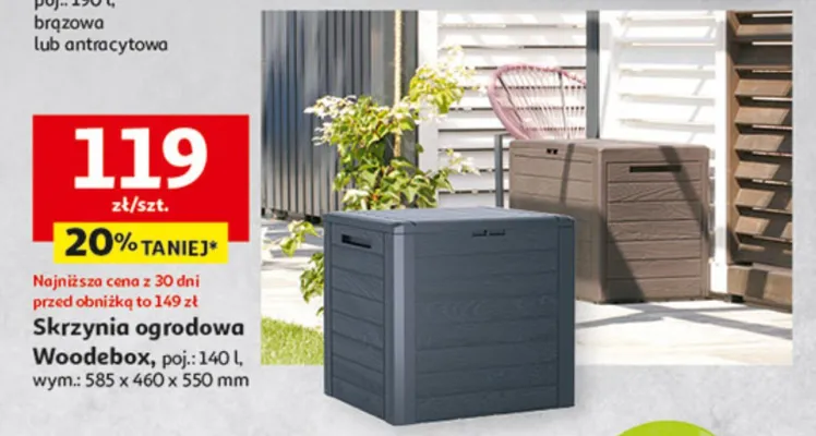 Skrzynia ogrodowa Woodebox promocja w Auchan