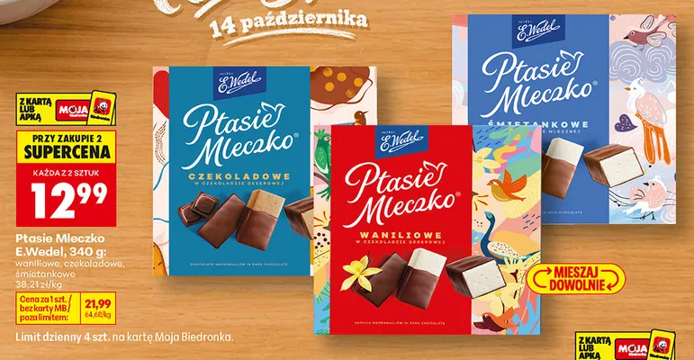 Ptasie Mleczko E.Wedel śmietankowe promocja w Biedronka